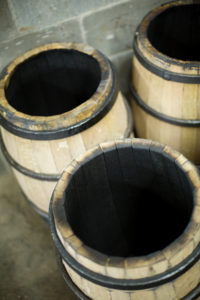 three charred barrels